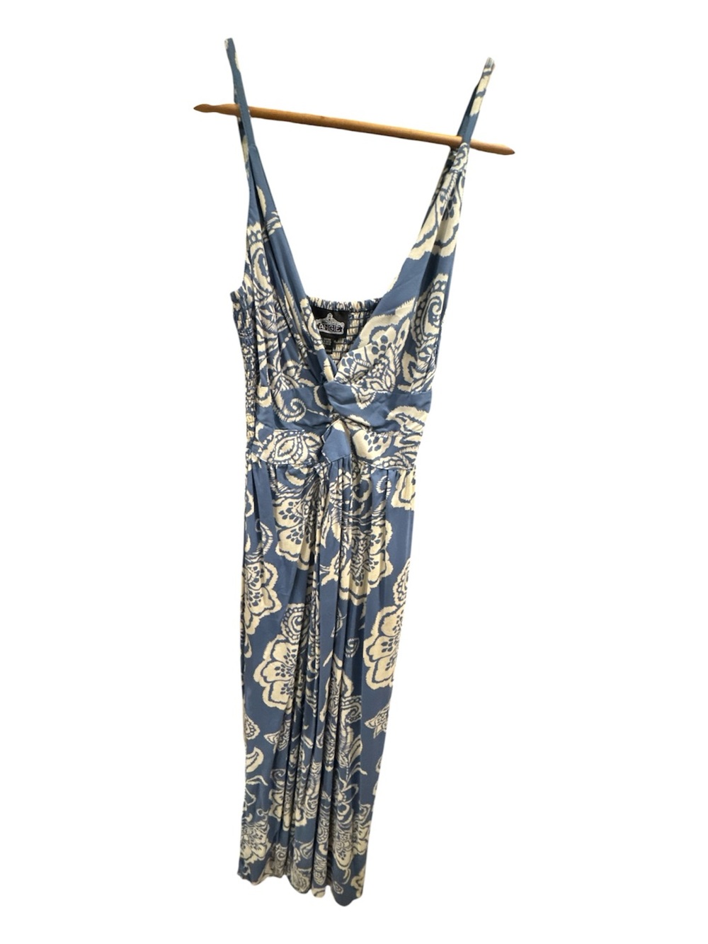 Angie Blue and Cream Floral Wrap Maxi Dress